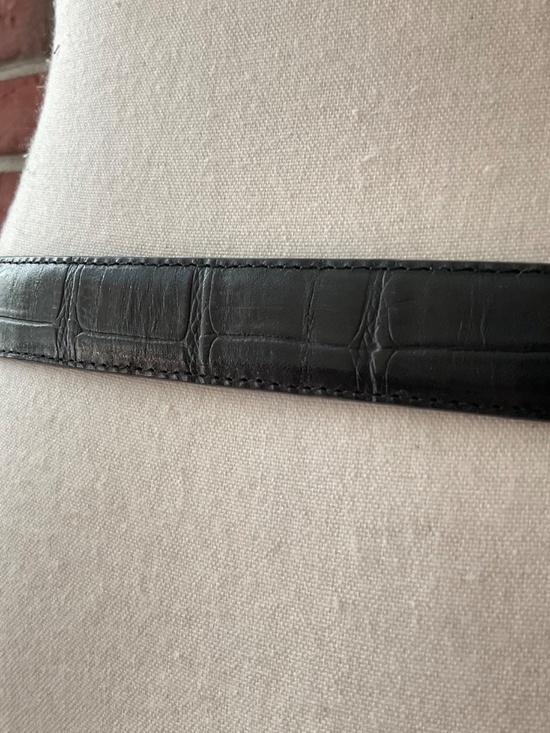 Brighton Leather Belt Black Aligator Western Silver Hardware Vintage 26”-32” main image 6